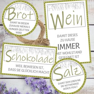 Aufklebe „Brot, Salz, Wein“ Einzugsgeschenke