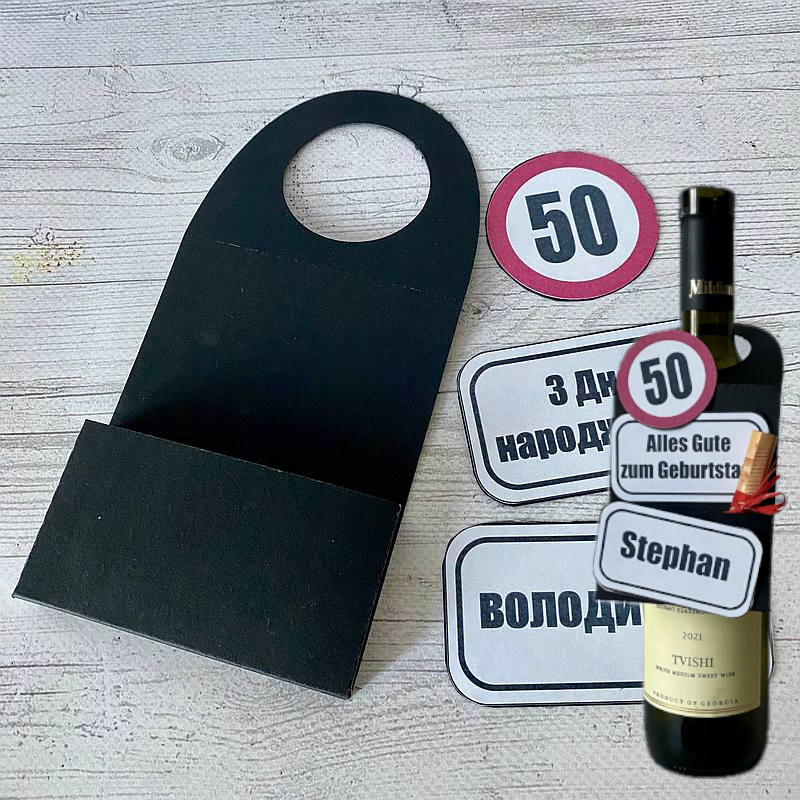 Flaschenanhänger als Geldgeschenk zum Geburtstag