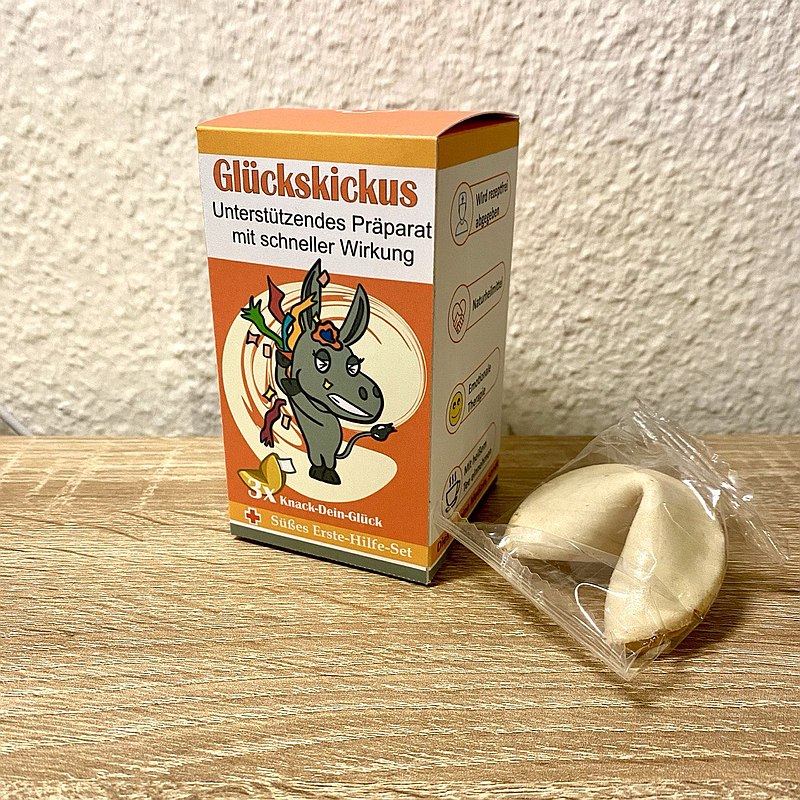 Glückskekse in einer Schachtel Glückskickus