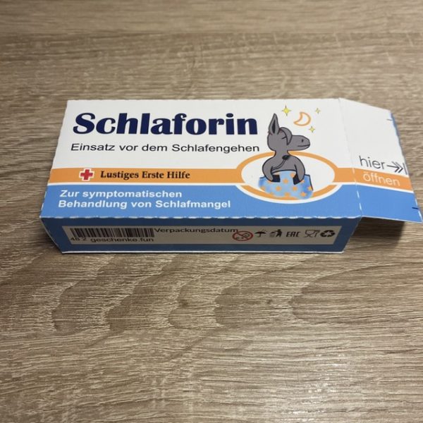 Verpackung im Apothekenstyle "Schlaforin"