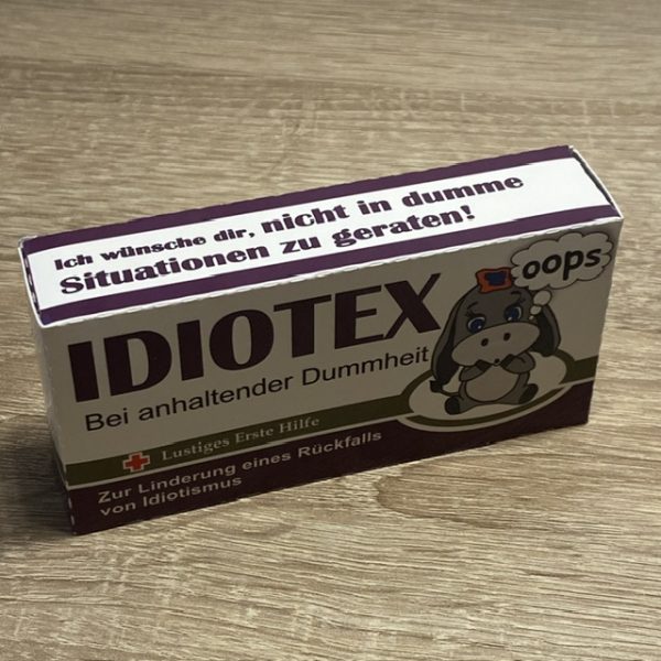 Verpackung im Apothekenstyle "IDIOTEX"