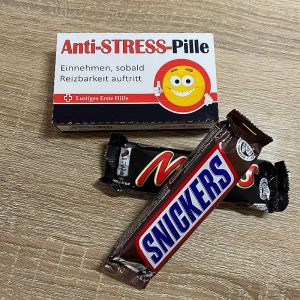 Verpackung im Apothekenstyle "Anti-STRESS-Pille"