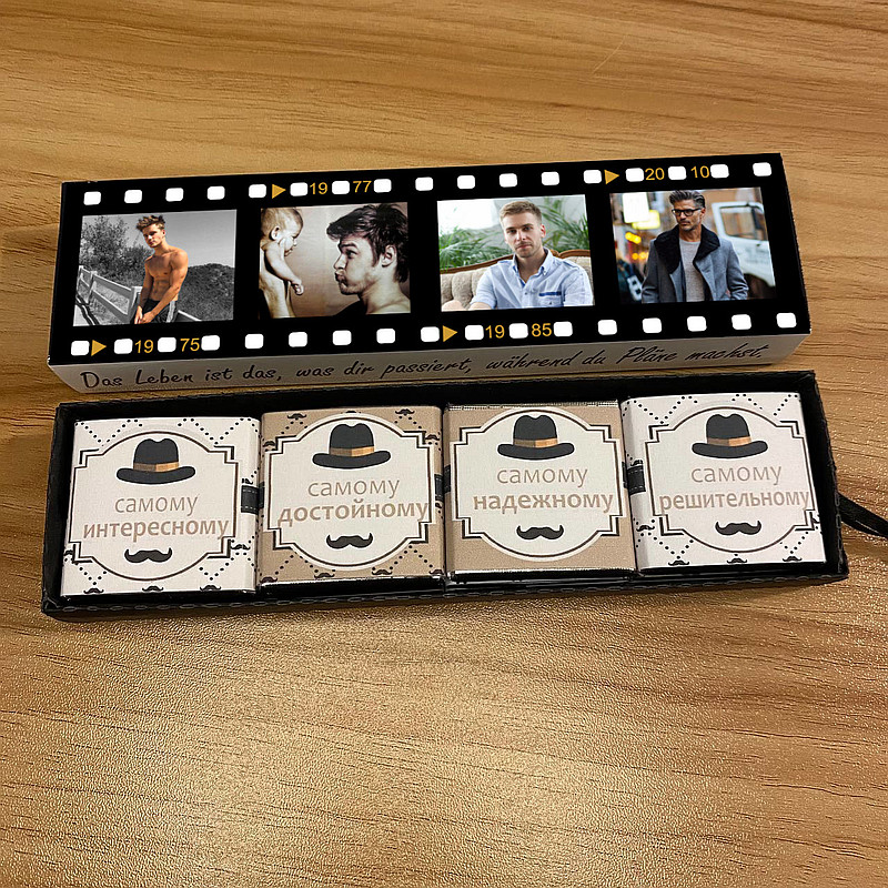 Pralinen und Fotopapierhüllen