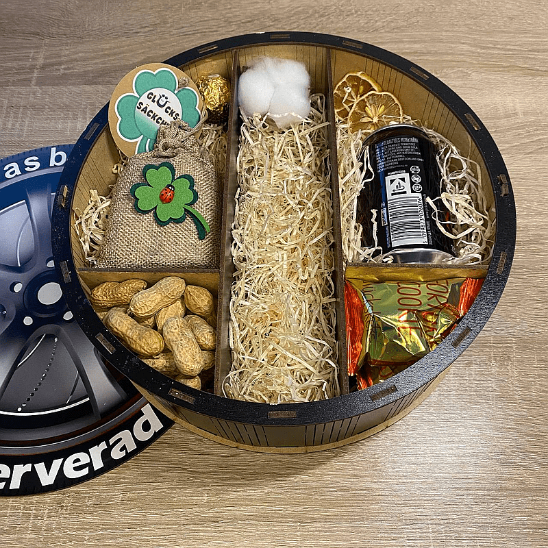 Geschenke Box „Das beste Reserverad“ mit Dekor – Bild 2
