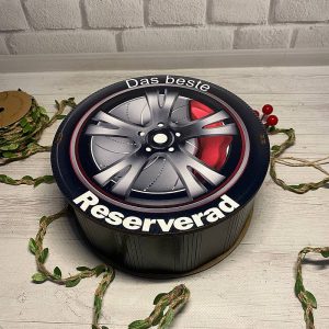 Runde Geschenkvorbereitungsbox "Das beste Reserverad" Ø20 cm