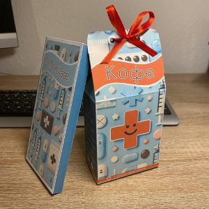 Geschenkkaffee und -schokolade mit einem medizinischen Thema