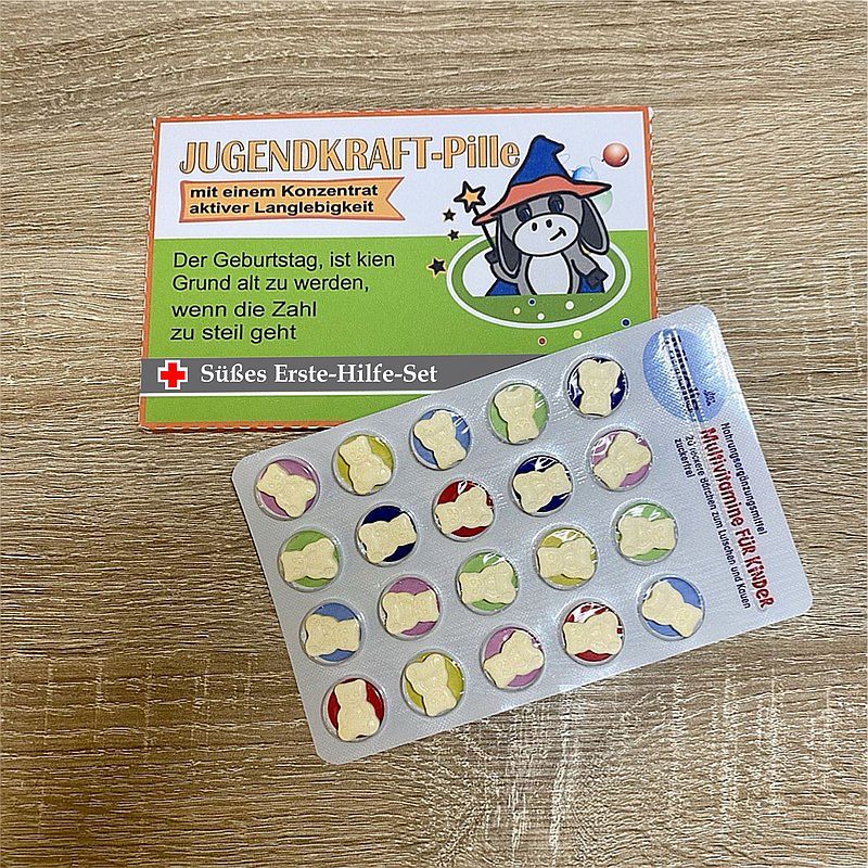 Süßes Erste-Hilfe-Set Jugendkraft-Pille