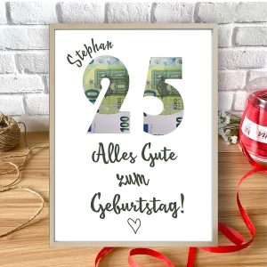 Geburtstagsplakat mit Geld
