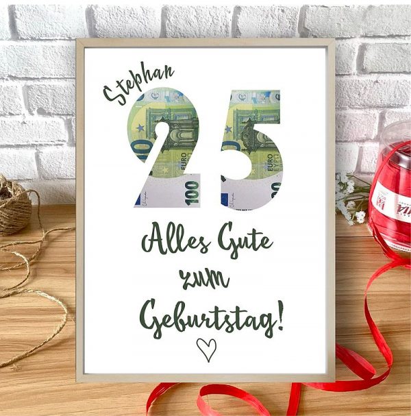 Geburtstagsplakat mit Geld