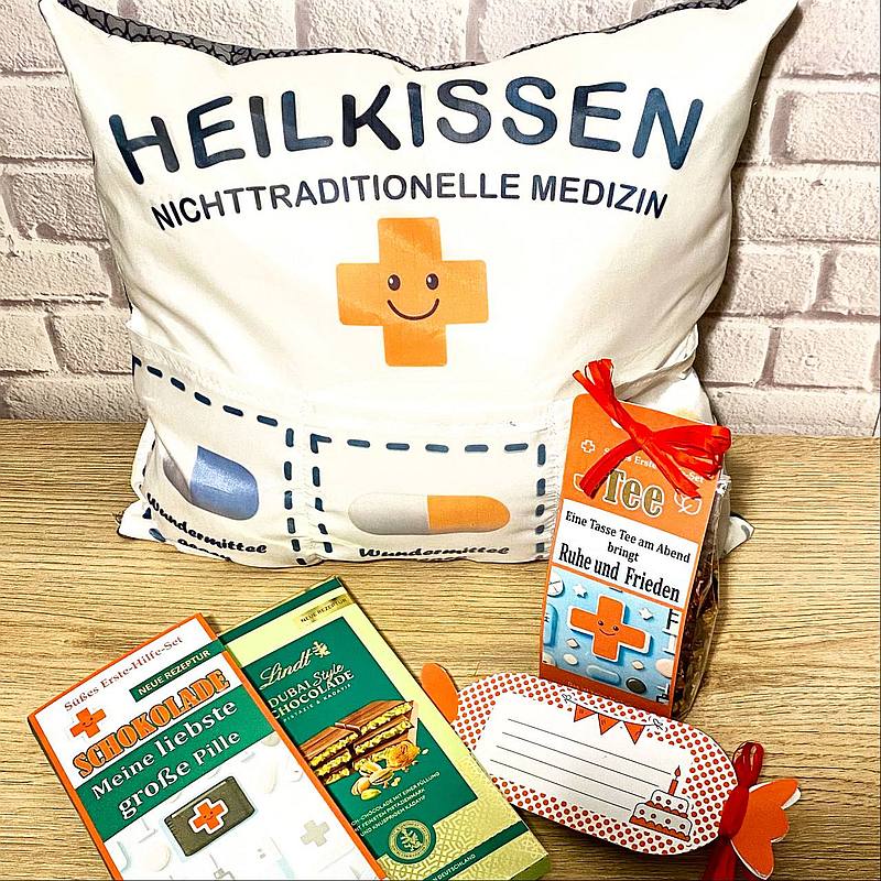 Heilkissen mit Taschen „Meine liebste große Pille“ – Bild 3
