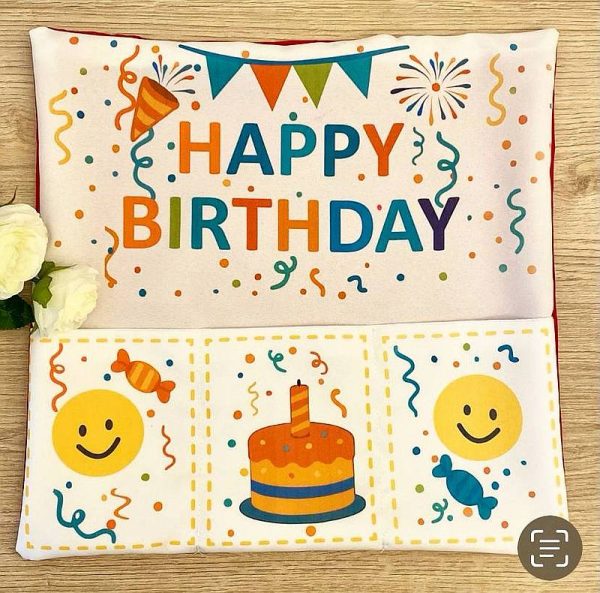 Kissenbezug mit Taschen Happy Birthday 40x40 cm – Bild 3