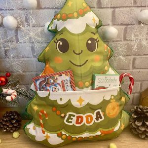 Kissen Tannenbaum mit Blatt und Schokolade