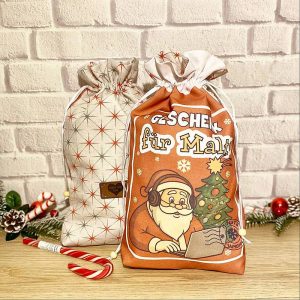 Weihnachtlicher Geschenkbeutel aus Stoff – nachhaltig & wiederverwendbar