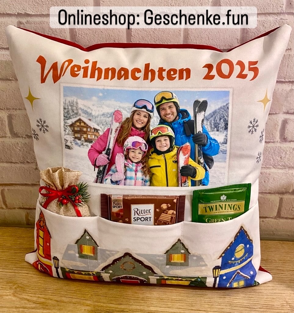 Kissen mit Foto. Ein Geschenk mit Herz.