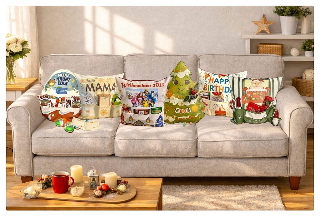 Geschenk Kissen mit Taschen Geschenkefun