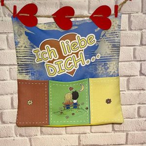 Kissenhülle 40×40 mit Taschen ich liebe dich