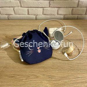 Accessoire-Beutel mit Kordelzug, schwarze Katze