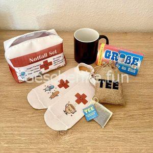 Notfall-Set N2: Kosmetiktasche mit Elastische Mullbinde und Tasse