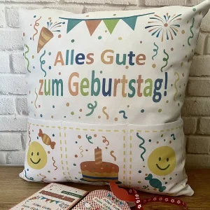 Geburtstagskissen Kissen mit 3 Taschen