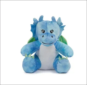 Plüschtier-Drache in Blau mit Namen und Geburtsdatum