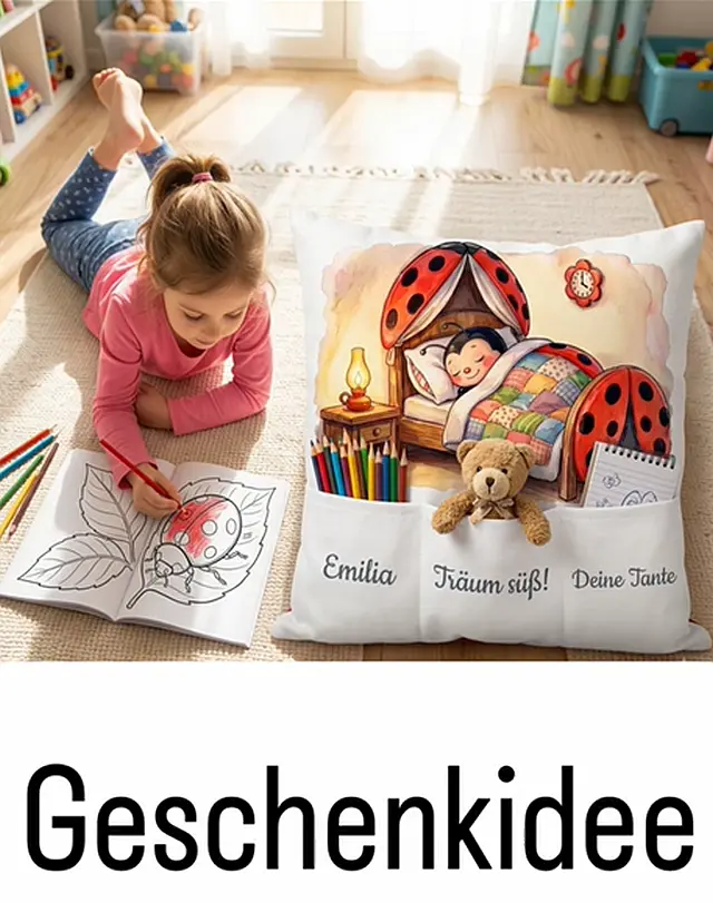 Lesekissen mit Taschen „Marienkäfer“ – ein einzigartiges Geschenk für Mädchen