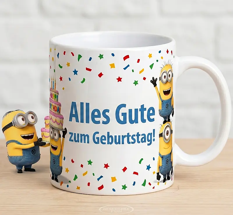 Kreative und praktische Geburtstagsgeschenke Minion-Becher „Alles Gute zum Geburtstag!“