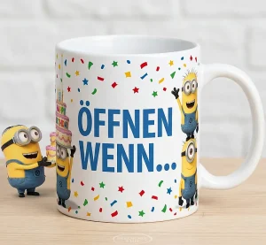 Kreative und praktische Geburtstagsgeschenke Minion-Becher „Öffnen wenn...“
