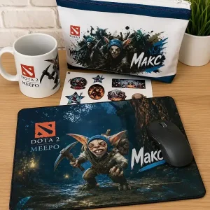 Personalisiertes Gaming Mauspad Dota 2 Meepo mit Wunschname – Mousepad für Gamer