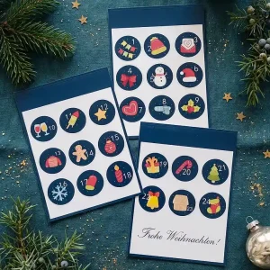 Aufkleber 1 bis 24, DIY Adventskalender basteln