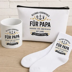 Geschenkset für Papa - Tasse, Socken & Kulturbeutel | Geschenkidee zum Vatertag & Geburtstag