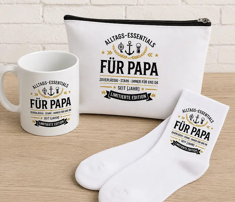 Geschenkset für Papa - Tasse, Socken & Kulturbeutel | Geschenkidee zum Vatertag & Geburtstag