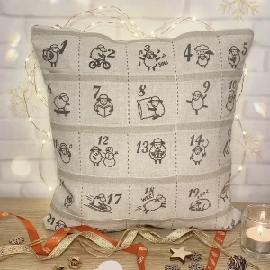 Adventskalender Kissen 40x40 cm mit 25 Taschen