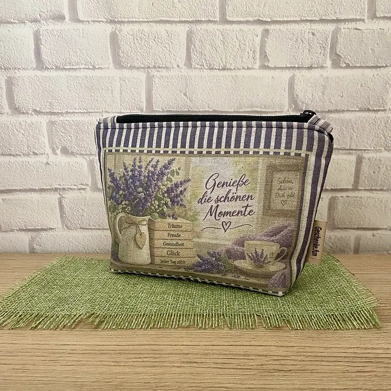Ein einzigartiges Geschenk | Kosmetiktasche mit einzigartigem Aufdruck „Genieße einen schönen Moment“