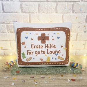 Kosmetiktaschen aus Stoff |Kosmetiktasche Erste Hilfe für gute Laune